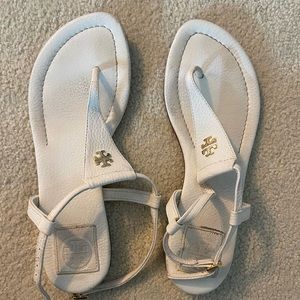 EUC Tory Burch White Leather Sandals